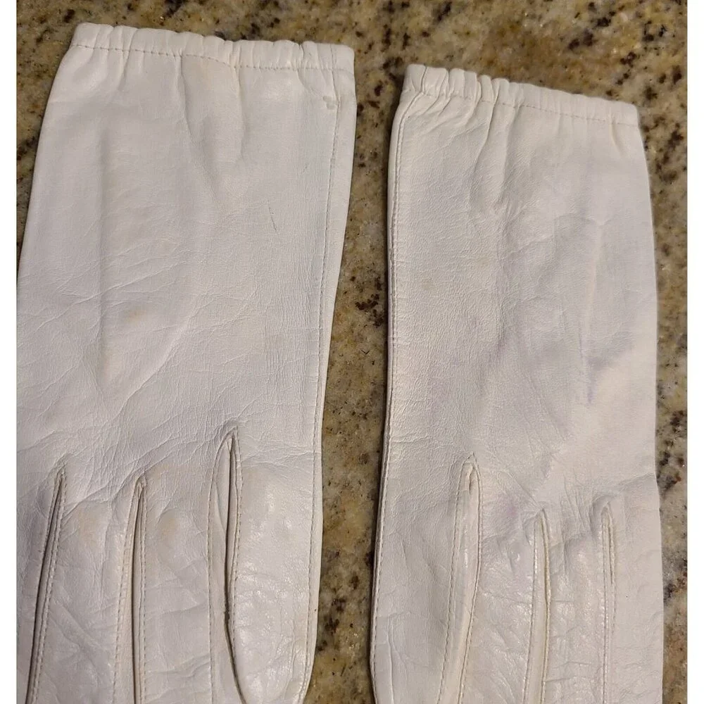 Vintage Size S 6.5 White Leather Formal 8